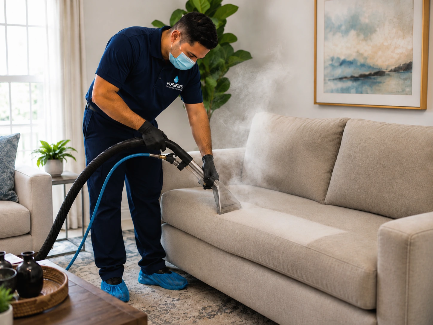 Professional upholstery cleaning with fabric-safe extraction